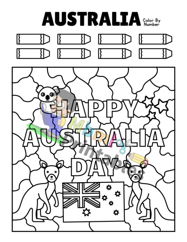 Australia Day Color By Number - Image 5