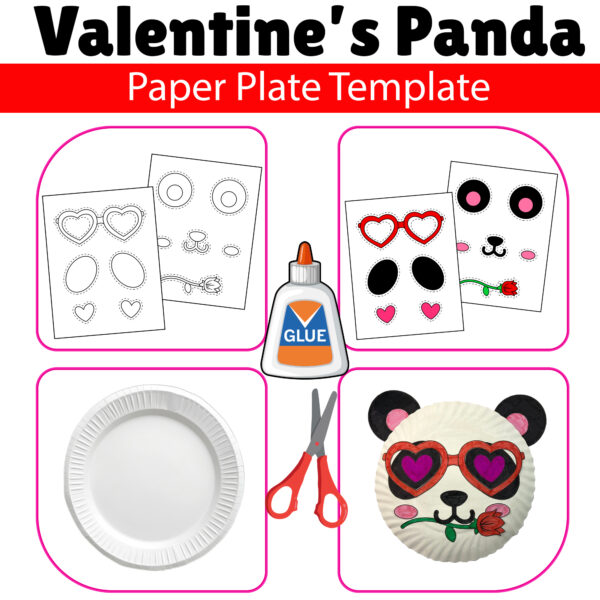 Valentine's Day Panda - Paper Plate Craft Template