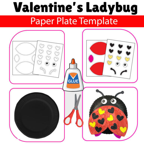 Valentine's Day Ladybug | Paper Plate Valentine Craft Template