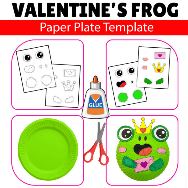 Valentine's Day Frog | Paper Plate Valentine Craft Template