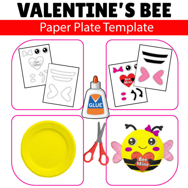 Valentine's Bee | Paper Plate Valentine Craft Template