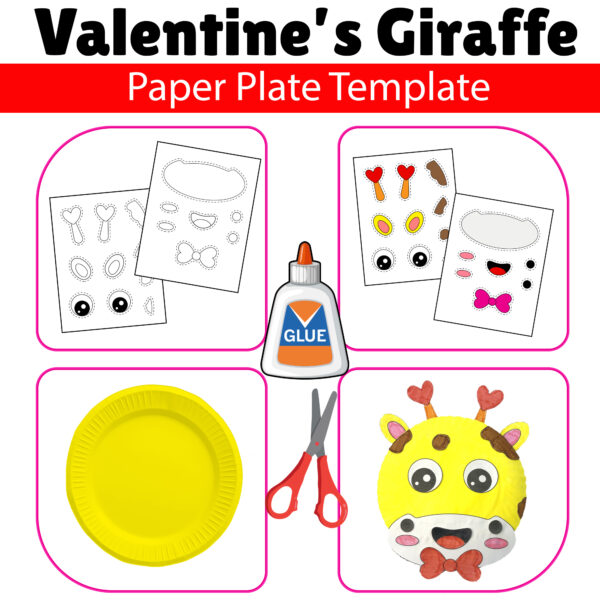 Valentine’s Day Animal Templates For Paper Plate Crafts (BUNDLE) - Image 6