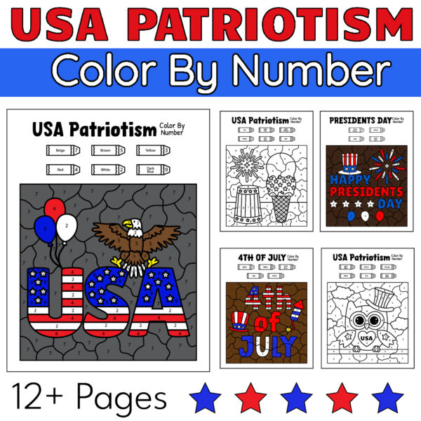 USA Patriotism Coloring Pages: Patriotic Color By Number